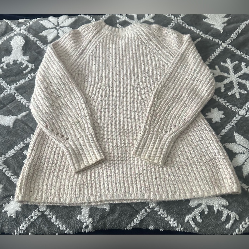 GAP Cream Confetti Speckled Shaker Stitch Ribbed Sweater - Small - Picture 2 of 4